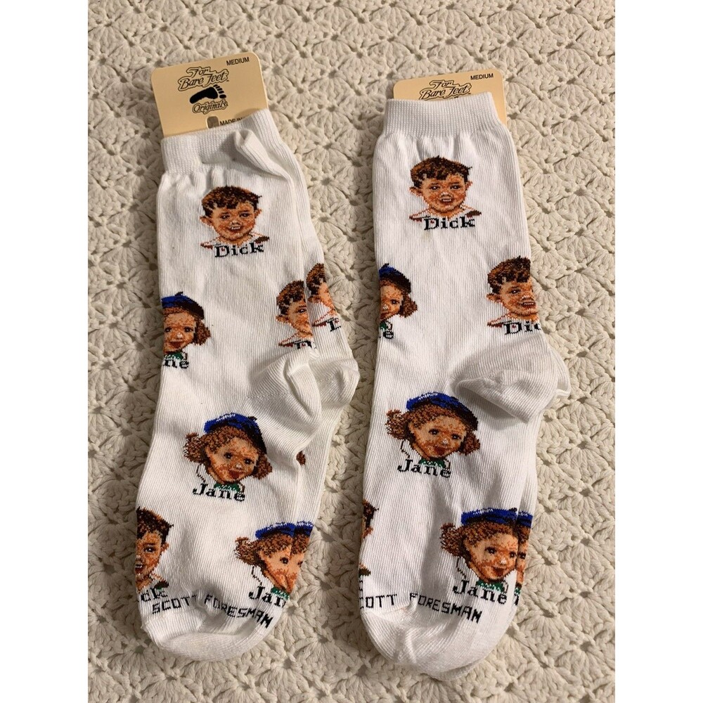 2 DICK JANE Novelty Socks NEW Adult Size Womens 6-11 Men’s 5-10 Shoe Size Unisex